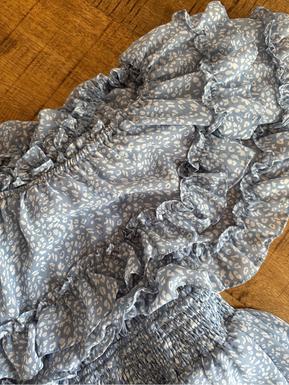 Light Blue Ruffle Off-Shoulder Dress - Picture 4 of 5